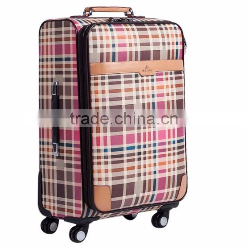 Factory Wholesale PVC Shell 360 degree Spinner Wheels Soft Trolley Luggage
