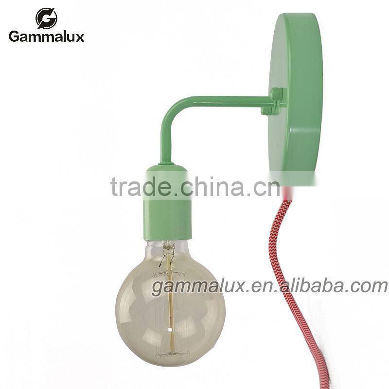 New Design Wall Lamp, Green Wall Light with Braided Wire Power Cord