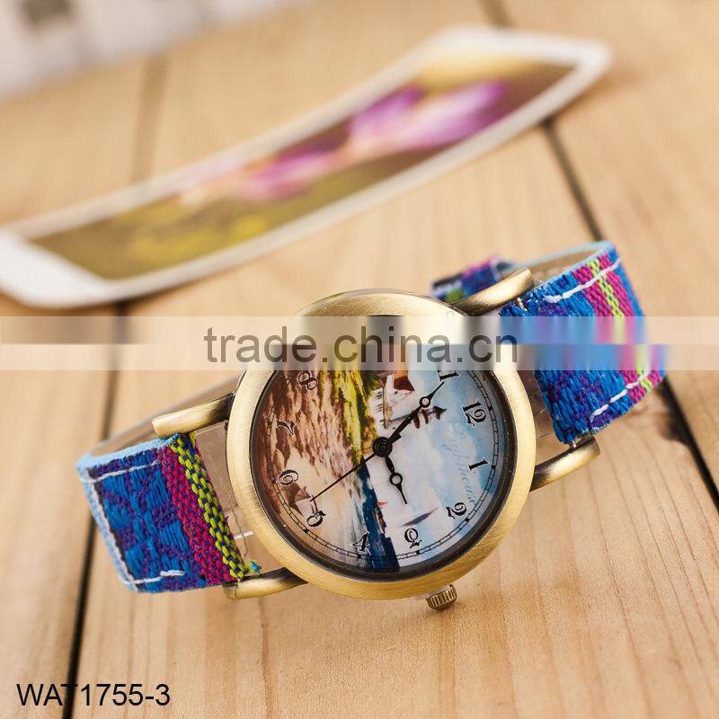 New Handmade Dial Denim Strap Wrist Watch