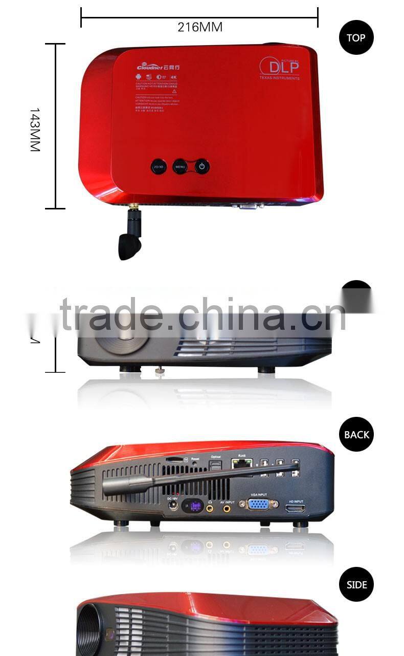 Cloudnetgo CRD2 3d mapping projector wireless mini projector with kodi 15.2 and skype located projector 4k