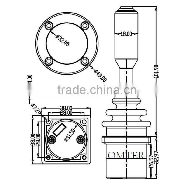 Suitable for military, industrial equipment 2-axis Hall joystick H700B1