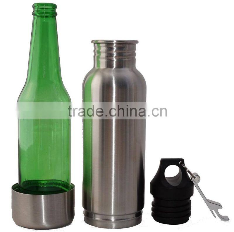 beer cooler bottle with opener,stainless steel beer holder,insulated beer keeper