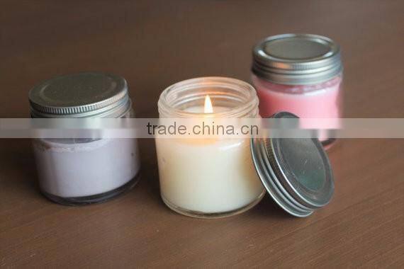 Color Natural Scented Soy Wax Glass Container Personalized Covered Apothecary Candle Jar