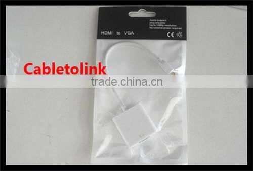 White color Micro HDMID male to VGA Female cable adapter Top quality