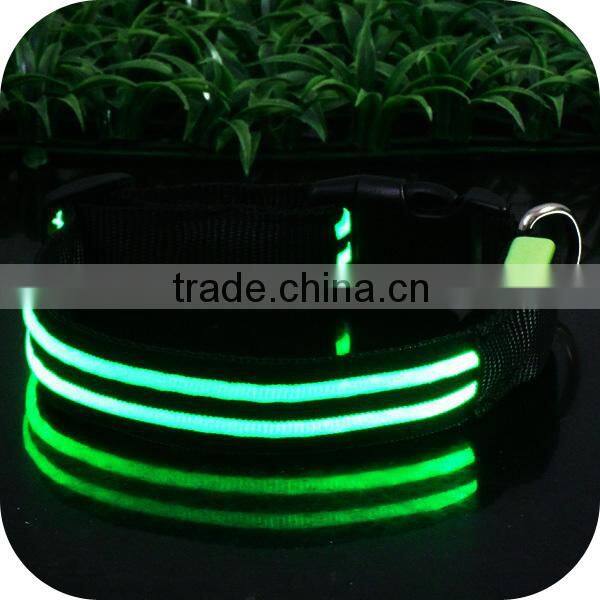 Glowing White Color Double Line Dog Collar LED Waterproof