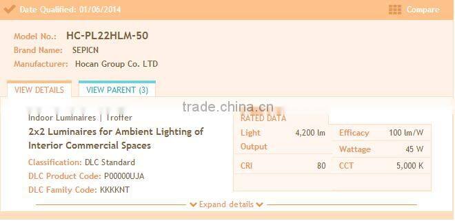 UL DLC 600x600 led panel light