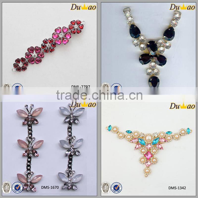 rhinestone shoe ornament with alloy chain for slipper sandal