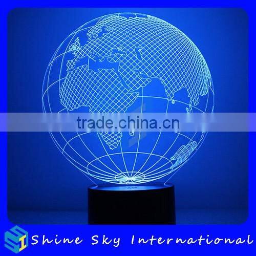 LED 7 Colors Flashing Night Light Globe Shaped Desk Light 1.5W Energy Saving 3D Night Light