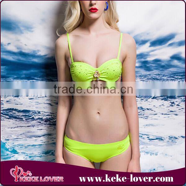 hot girls summer sexy fashion swimwear women hot selling summer latex swimsuits green spandex and polyester sexy bikini 2016