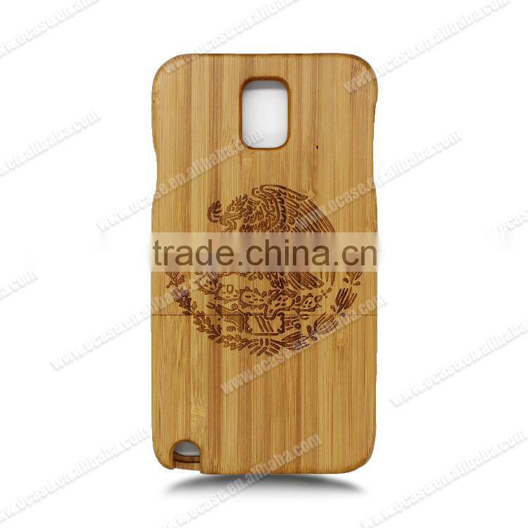 Wholesale Laser Engrave Wood For Samsung Note4 phone Case two parts cell cover