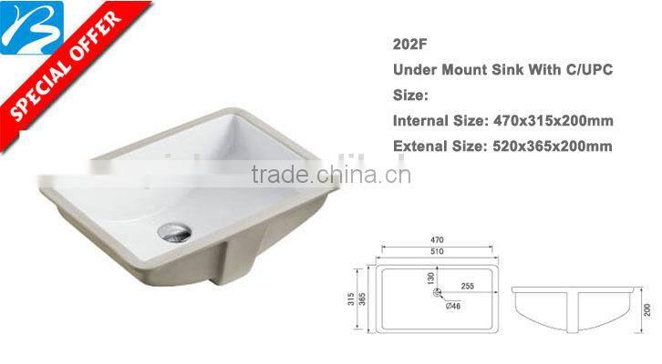 Ceramic CUPC Under Counter Basin