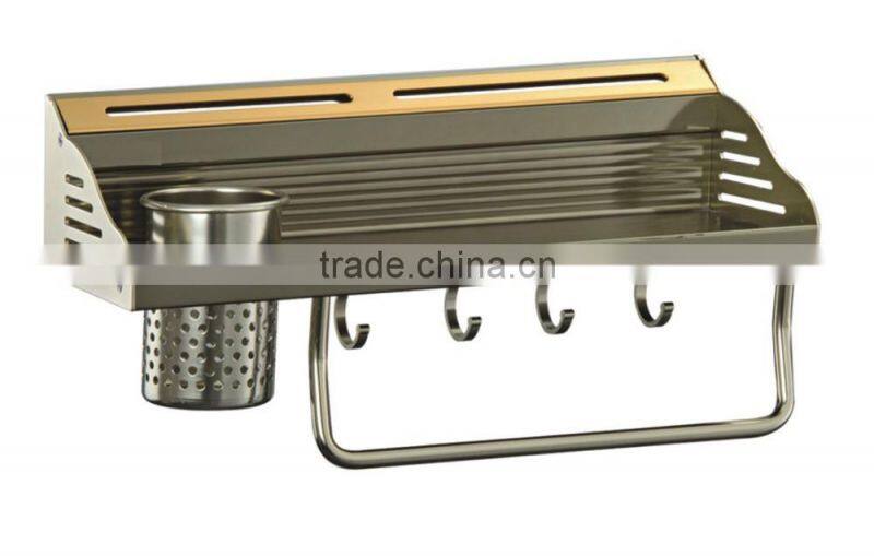 Wall Mounted Rustic Black Metal Kitchen Spice Rack & Paper Towel Holder / Bathroom Basket & Towel Bar