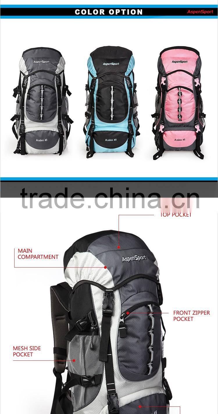 Waterproof polyester camping hiking backpack china