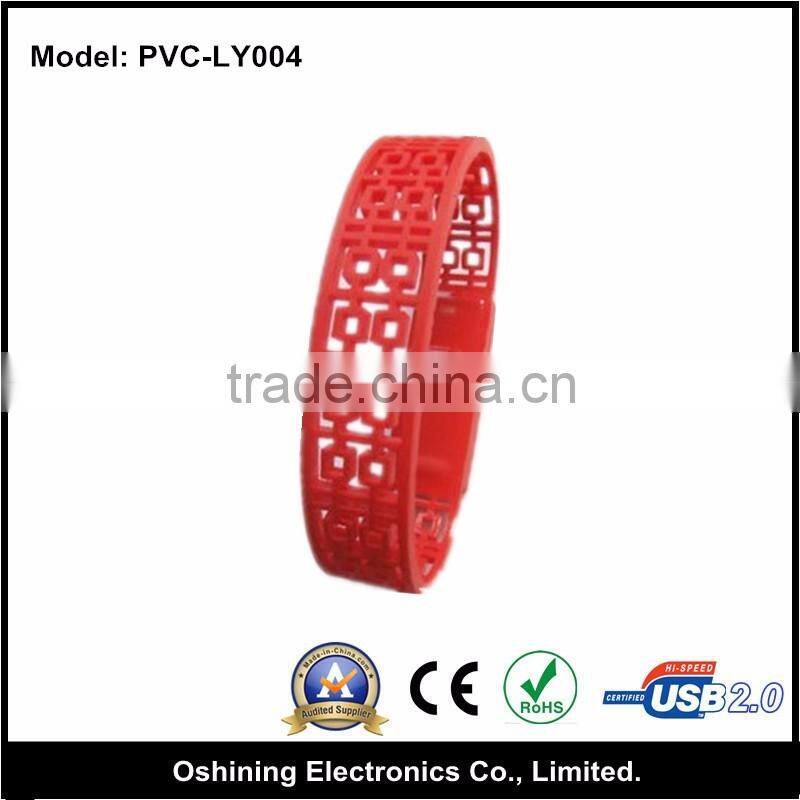New GIft Promotion Gift OEM Bracelets USB Pendrive PVC Memory Stick 3D Silicone Wristband USB Flash Drive(PVC-LY004)