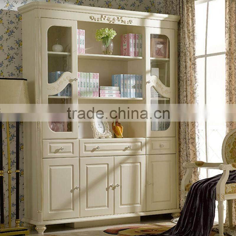 Walmart style bookcase with glass door and drawers