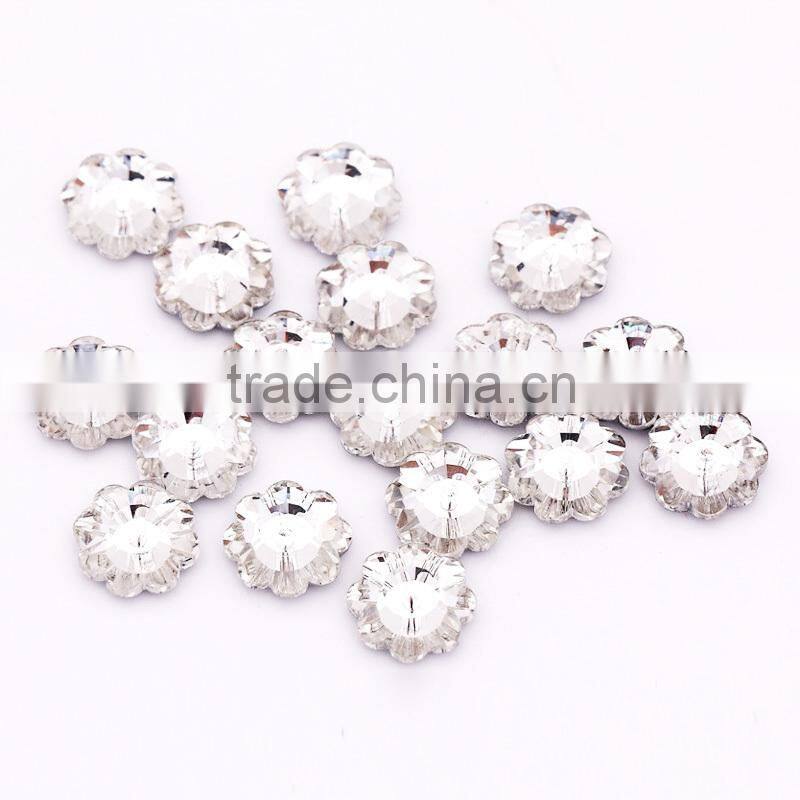 Sew on flower shape crystal glass bead for wedding dresses