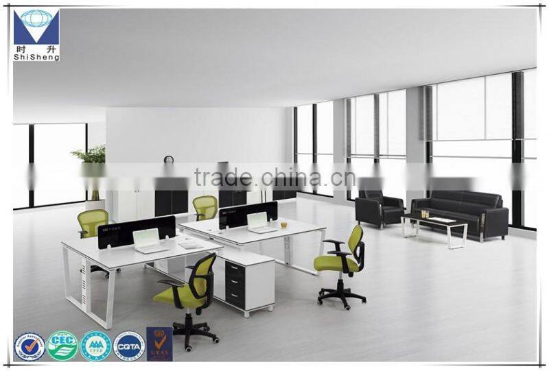 Factory price appealing four-seater MFC office furniture desk design