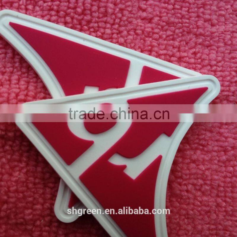 Delicate design soft feeling PVC rubber label with sewing lines border