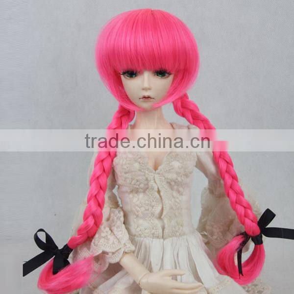 hot-selling colorful synthetic bjd/blythe doll wig with 2 braids