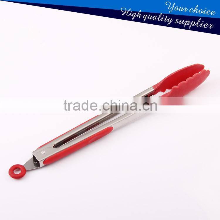 Kitchen Tongs and Red Silicone Stainless Steel food Tongs
