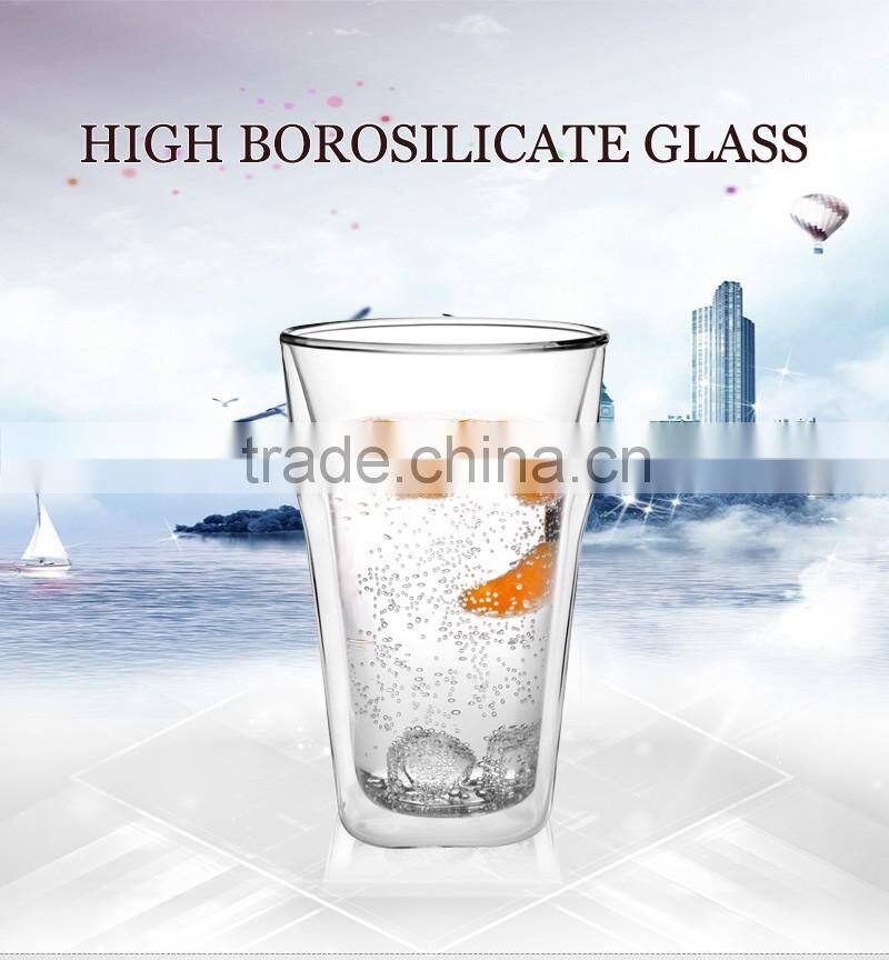 High quality wholesale double wall glass juice cup for restaurant family daily use N6089