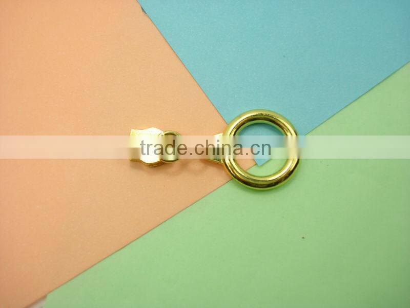 golden round metal zipper slider and puller jeans zipper puller