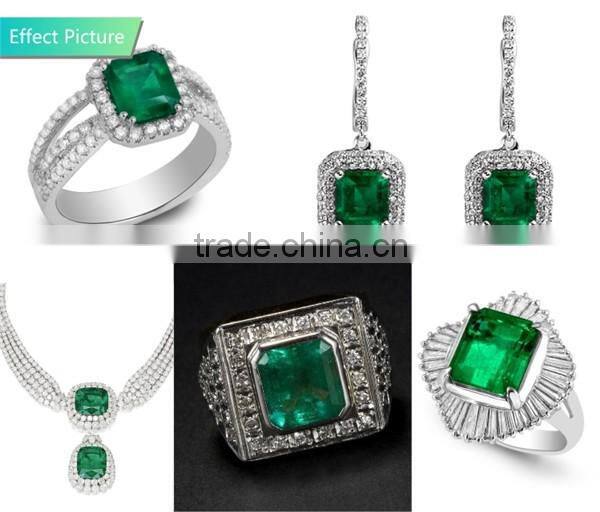 7*7 mm square cushion cut synthetic raw green color of emerald stone