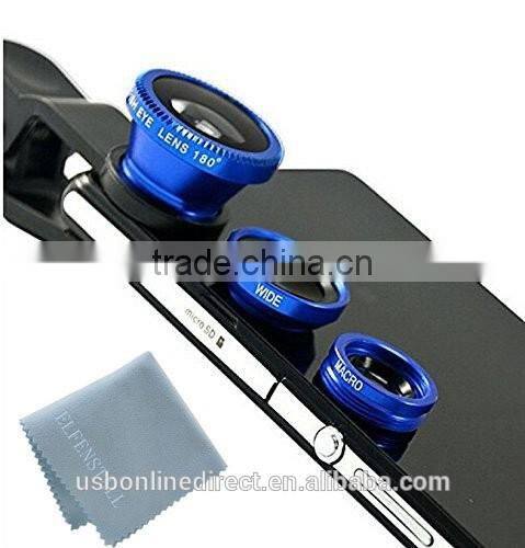 Fashionable 3 in 1 clip-on camera adapter optical microspur fisheye wideangle lense for mobile phone
