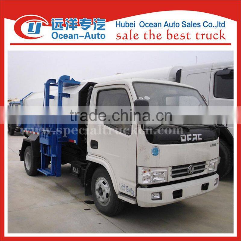 DFAC euro 4 standard 5 m3 self loading garbage truck for sales