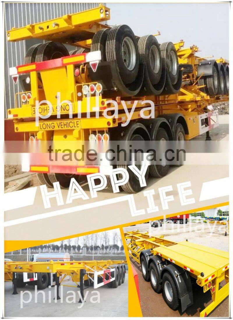 Phillaya semi trailer 2 axle 3 axle 20ton 30ton 40ton skeleton container utility trailer for sale