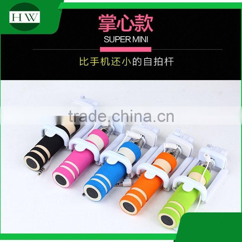 mini pocket foldable monopod foldable selfie stick 2015 monopod selfie stick with cable for mobile phone and digital camera