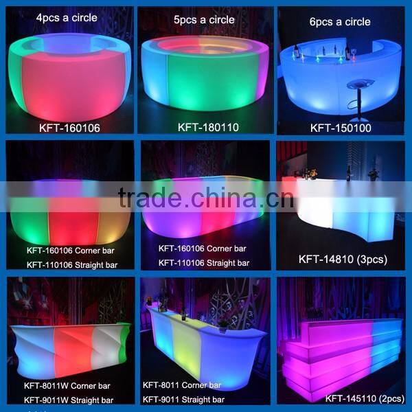 commercial used led furniture plastic light up led bar counter