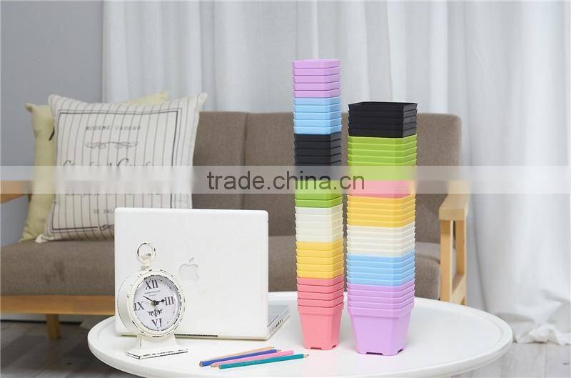 Thicken Colorful Square Plastic Plant Pot for Decoration of Home Office Desk Garden Flower Shop