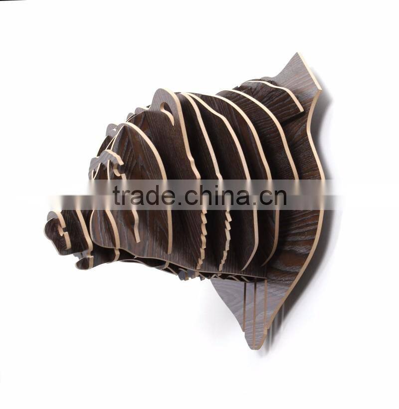 Wall hanging wood crafts bear head decoration