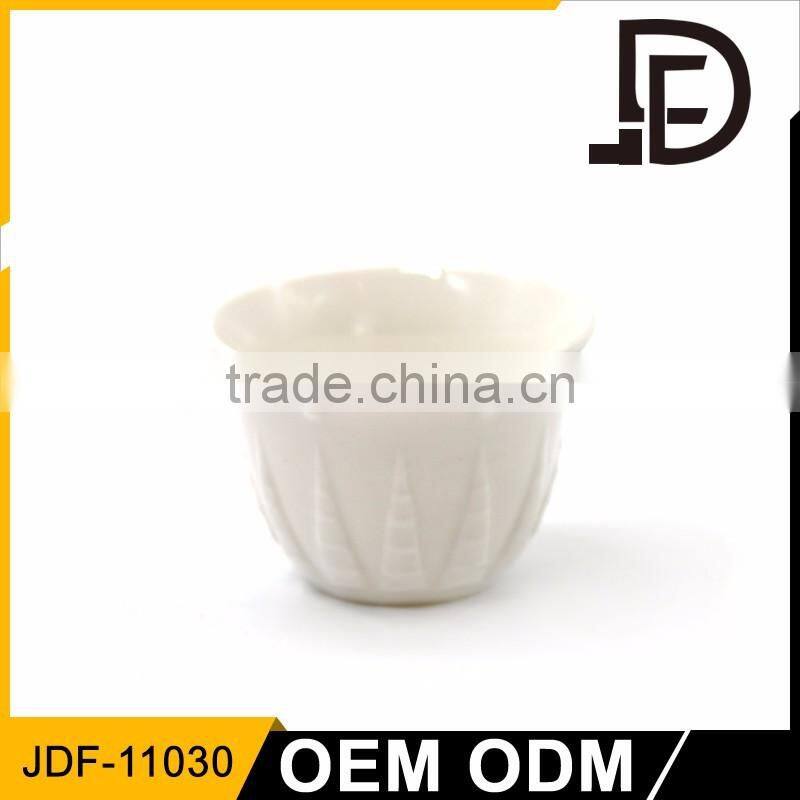 Tableware White embossed Porcelain Small Mini Cawa Coffee Tea Cups without handle