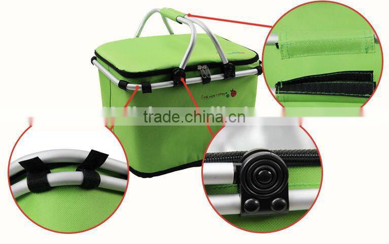 2016 New Modern Fabric Collapsible Picnic Lunch Basket