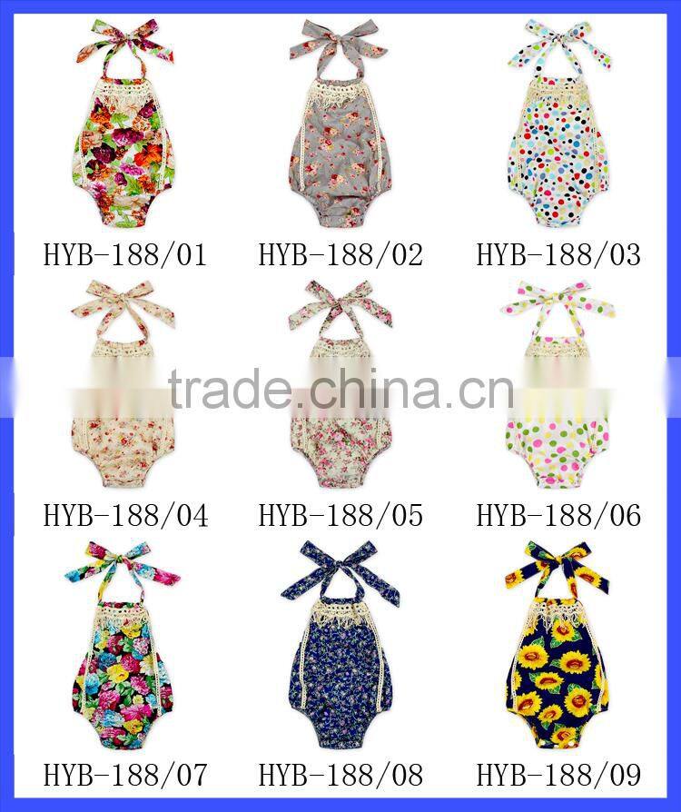 New Design Infant Baby Summer Tassel Halter Maize Floral Baby Romper