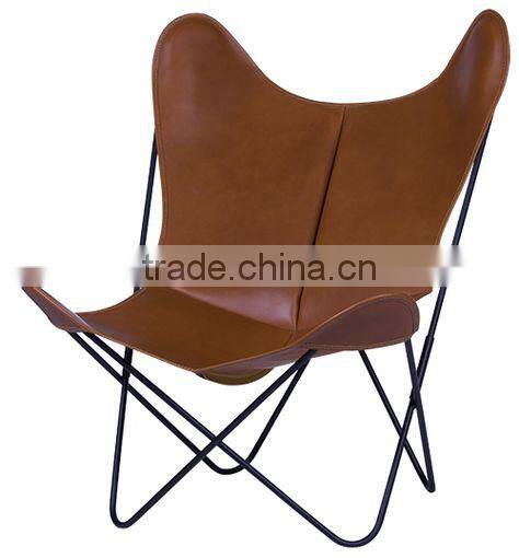 Anti-brown leather metal butterfly chair