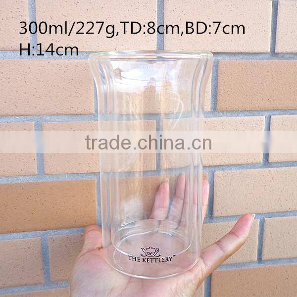 300ml 10oz double wall glass cup for iced tea