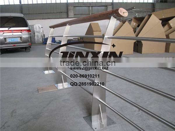 JINXIN inox rod railing stair balustrade with solid wood handrail / stair handrail / stair balustrade