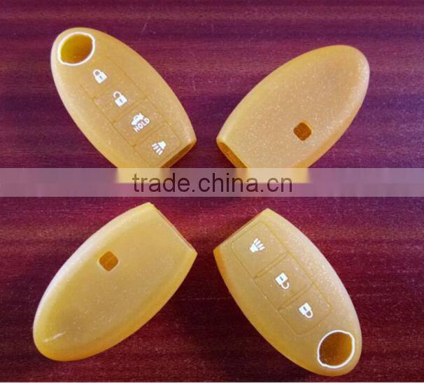 for Nisan Altima Murano Silicone car key coevr,4 Buttons Remote Key Fob Case with gold powder