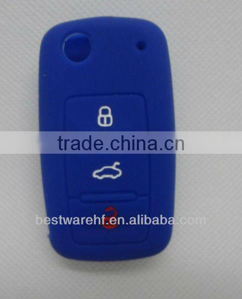 3 buttons Yellow Color silicone car key jackets for VW Polo Golf