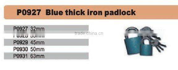 Blue thick iron padlock