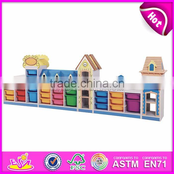 Wholesale cheap cartoon kids preschool toy shelf wooden daycare furniture W08C187