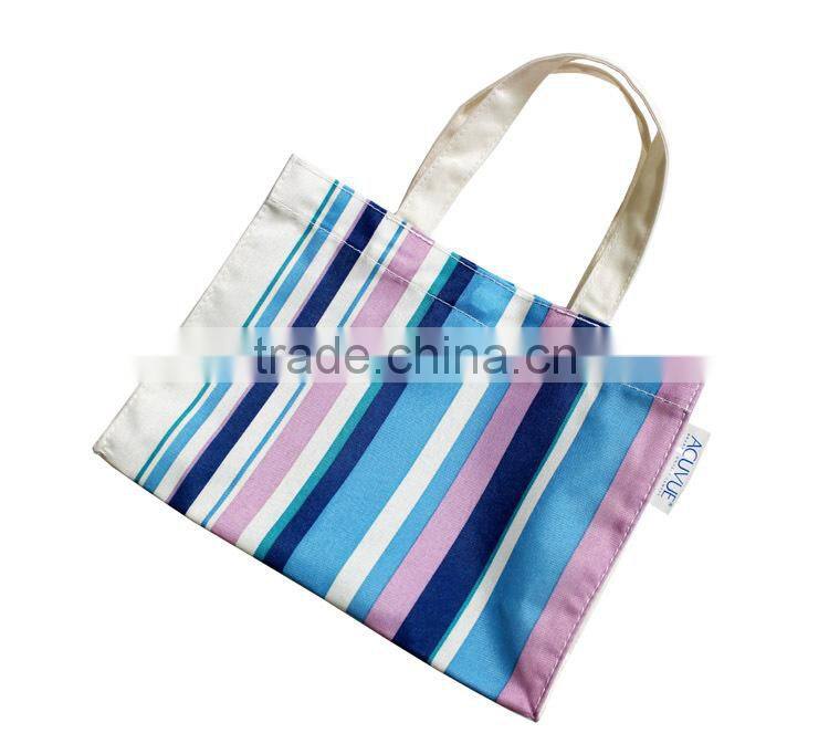 OEM Cheap Nylon Full Printing Women Stripe Small Size Hand Bag,Women Outdoor Tote Shopping Bag