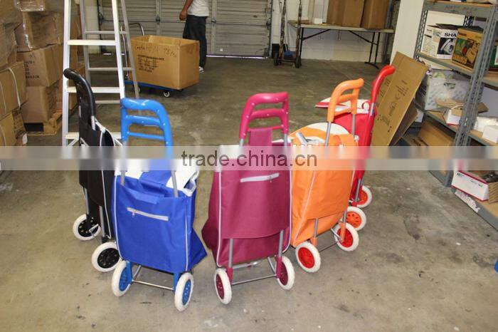 Household Essentials Rolling Shopping Cart with Royal Blue Bag
