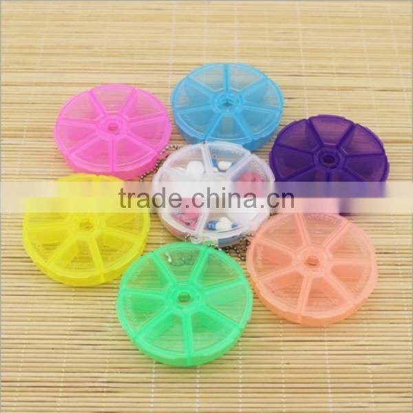 custom round 7 compartment plastic pill box,custom plastic seven days medicine storage pill box,custom plastic seven days box