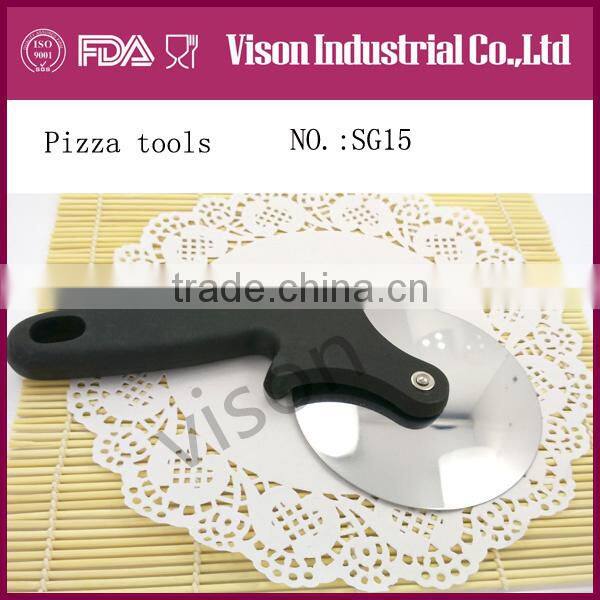 hot sale 2014 pizza knife, plastic pizza cutter, stainless steel pizza cutter (SG1127)