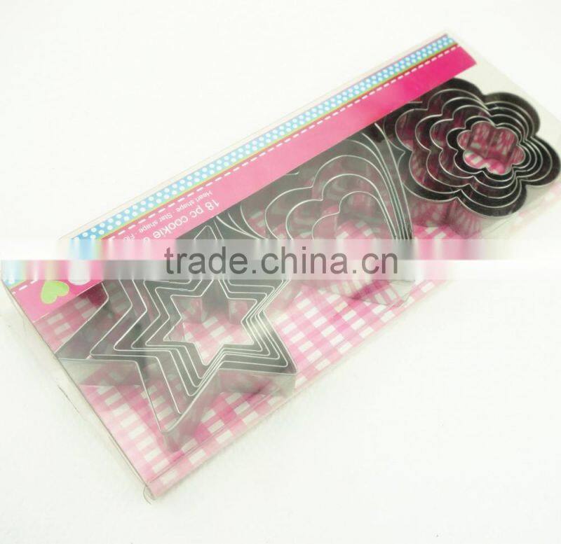 47033 18 pcs star heart flower Shape Cake cookie cutter ,fondant cake decorating tools