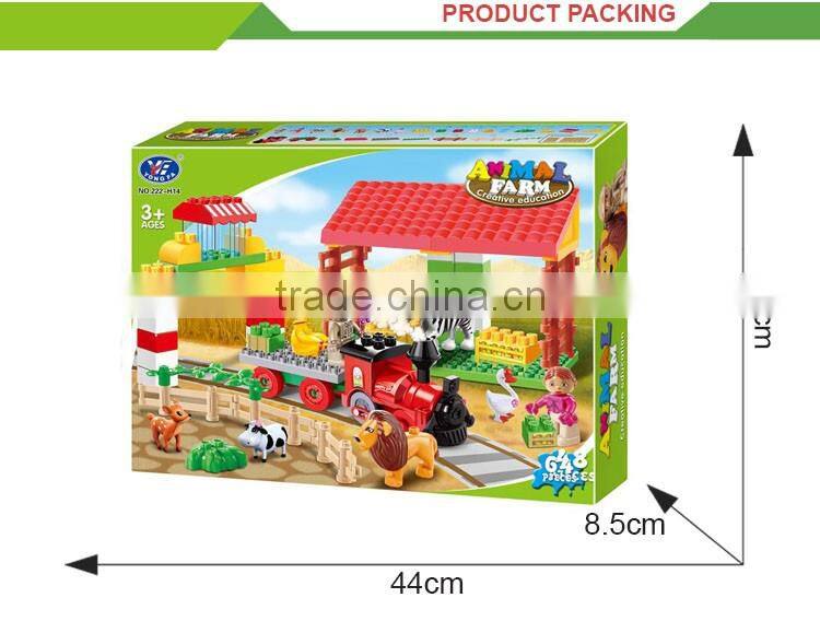 Hot sale educational diy toy kids building block toy farm set
